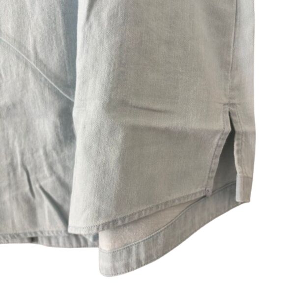AVA & VIV Soft Light Wash Blue Cuffed Sleeve Denim No Gap Button Front Blouse  L - Picture 6 of 6
